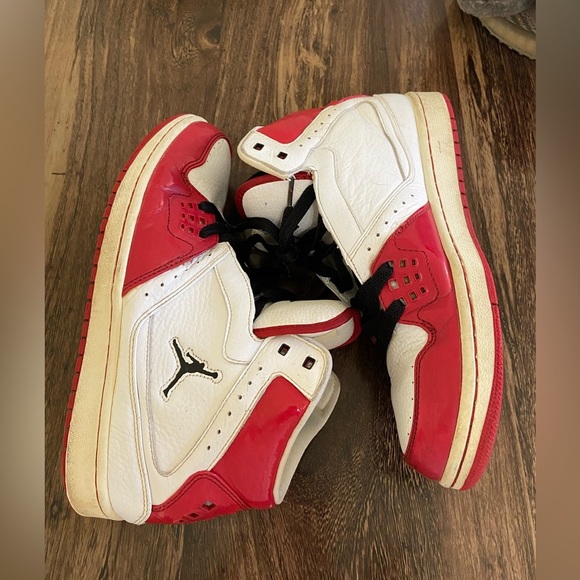 Jordan Red and White High-Top Sneakers - Picture 2 of 11